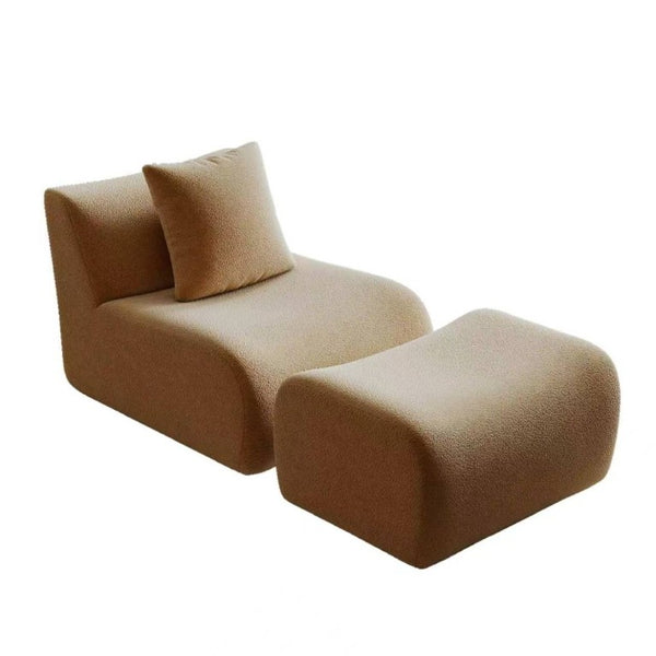 English Elm Soft Teddy Plush Modular Floor Sectional with High Density Sponge Fill for Living Rooms Camel W714S02029