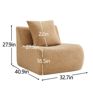 English Elm Soft Teddy Plush Modular Floor Sectional with High Density Sponge Fill for Living Rooms Camel W714S02029