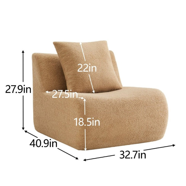 English Elm Soft Teddy Plush Modular Floor Sectional with High Density Sponge Fill for Living Rooms Camel W714S02029