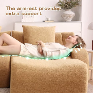 English Elm Soft Teddy Plush Modular Floor Sectional with High Density Sponge Fill for Living Rooms Camel W714S02029