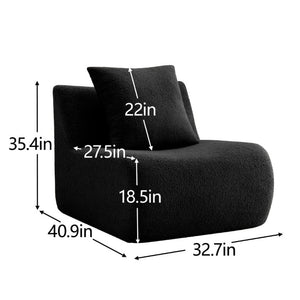 English Elm Soft Teddy Plush Modular Floor Sectional with High Density Sponge Fill for Living Rooms Black W714S02030