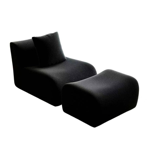 English Elm Soft Teddy Plush Modular Floor Sectional with High Density Sponge Fill for Living Rooms Black W714S02030