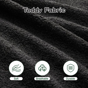 English Elm Soft Teddy Plush Modular Floor Sectional with High Density Sponge Fill for Living Rooms Black W714S02030