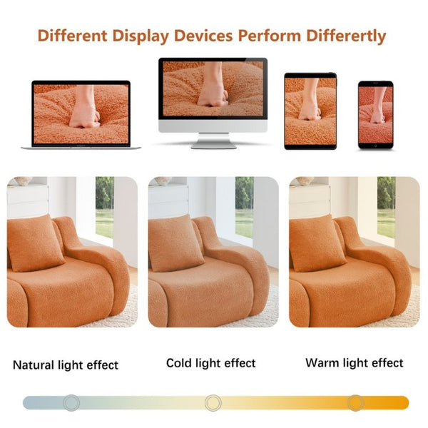 English Elm Soft Teddy Plush Modular Floor Sectional with High Density Sponge Fill for Living Rooms Orange W714S02031