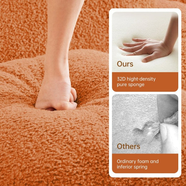 English Elm Soft Teddy Plush Modular Floor Sectional with High Density Sponge Fill for Living Rooms Orange W714S02031