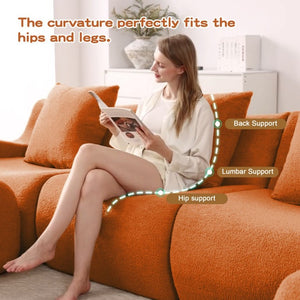 English Elm Soft Teddy Plush Modular Floor Sectional with High Density Sponge Fill for Living Rooms Orange W714S02031