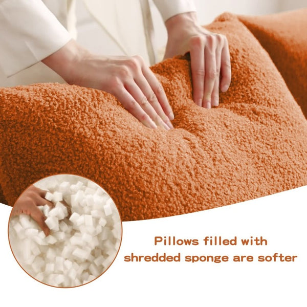 English Elm Soft Teddy Plush Modular Floor Sectional with High Density Sponge Fill for Living Rooms Orange W714S02031