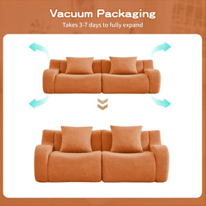 English Elm Soft Teddy Plush Modular Floor Sectional with High Density Sponge Fill for Living Rooms Orange W714S02031