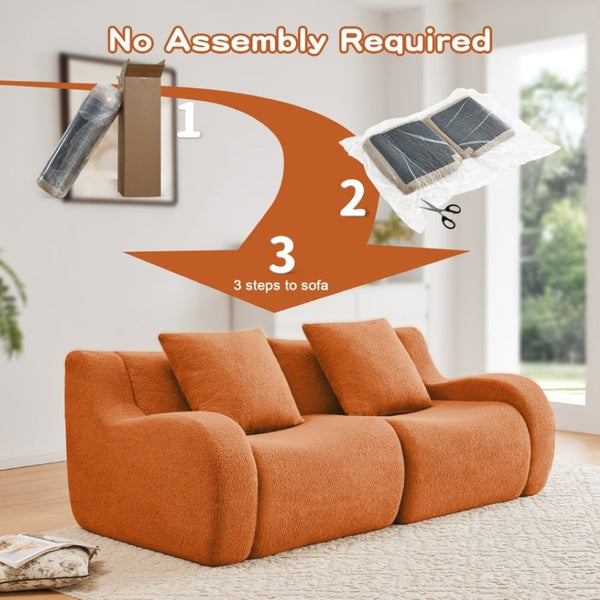English Elm Soft Teddy Plush Modular Floor Sectional with High Density Sponge Fill for Living Rooms Orange W714S02031