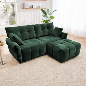 English Elm Modern Chenille Two Seater Sofa with Matching Ottoman for Apartment Living Spaces W714S02032