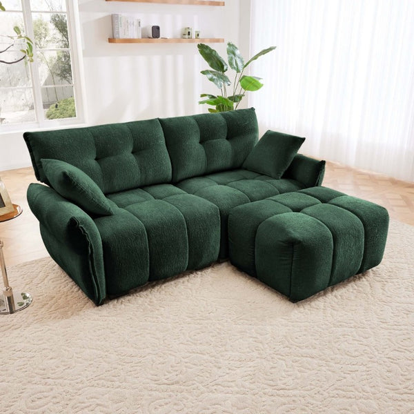English Elm Modern Chenille Two Seater Sofa with Matching Ottoman for Apartment Living Spaces W714S02032