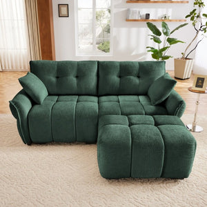 English Elm Modern Chenille Two Seater Sofa with Matching Ottoman for Apartment Living Spaces W714S02032