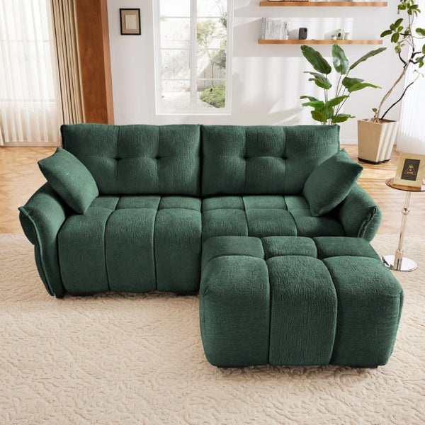 English Elm Modern Chenille Two Seater Sofa with Matching Ottoman for Apartment Living Spaces W714S02032