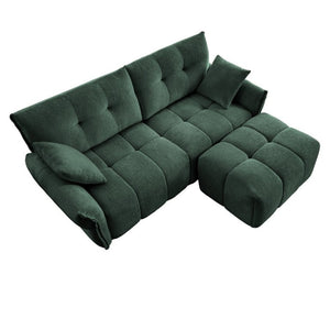 English Elm Modern Chenille Two Seater Sofa with Matching Ottoman for Apartment Living Spaces W714S02032