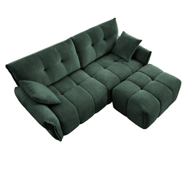 English Elm Modern Chenille Two Seater Sofa with Matching Ottoman for Apartment Living Spaces W714S02032