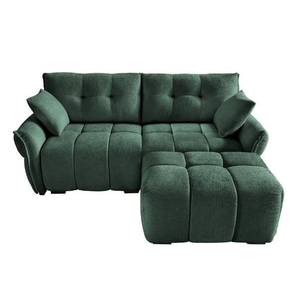 English Elm Modern Chenille Two Seater Sofa with Matching Ottoman for Apartment Living Spaces W714S02032