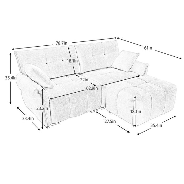 English Elm Modern Chenille Two Seater Sofa with Matching Ottoman for Apartment Living Spaces W714S02032