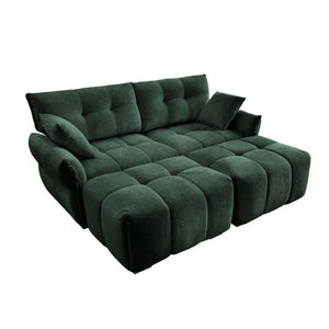 English Elm 2 Seater Chenille Sofa with Ottomans and Pillows Tufted Arms Sage Green Living Room W714S02033