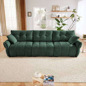 English Elm This Chenille Three Seat Sofa Brings Tufted Arms and Sage Green Warmth to Any Living Room W714S02034