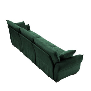 English Elm This Chenille Three Seat Sofa Brings Tufted Arms and Sage Green Warmth to Any Living Room W714S02034