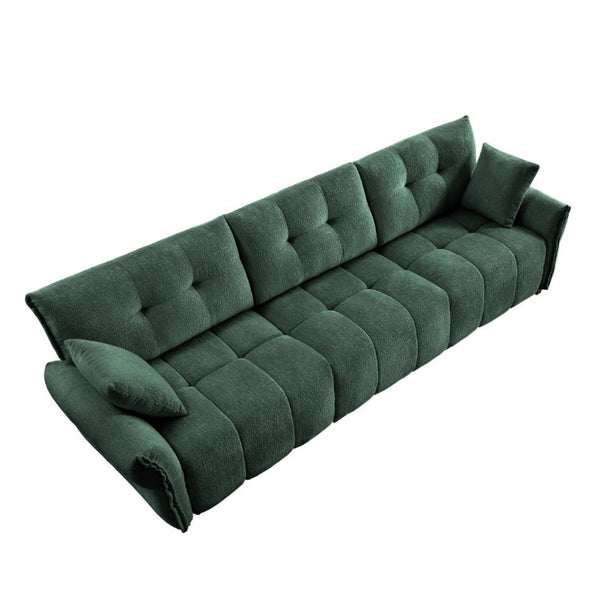 English Elm This Chenille Three Seat Sofa Brings Tufted Arms and Sage Green Warmth to Any Living Room W714S02034
