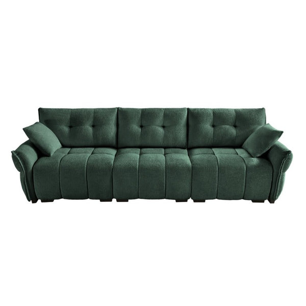 English Elm This Chenille Three Seat Sofa Brings Tufted Arms and Sage Green Warmth to Any Living Room W714S02034
