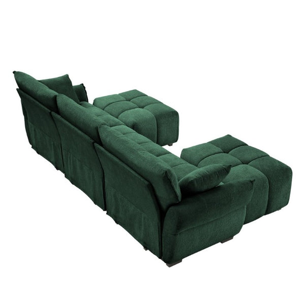 English Elm 3 Seater Chenille Sofa Set with Ottoman Tufted Arms Solid Wood Frame Lounge Couch W714S02036