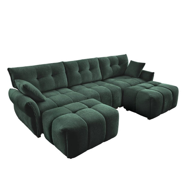 English Elm 3 Seater Chenille Sofa Set with Ottoman Tufted Arms Solid Wood Frame Lounge Couch W714S02036