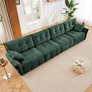 English Elm Modern Four Seater Chenille Sofa Solid Wood Frame Tufted Armrests for Living Rooms W714S02037