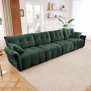 English Elm Modern Four Seater Chenille Sofa Solid Wood Frame Tufted Armrests for Living Rooms W714S02037