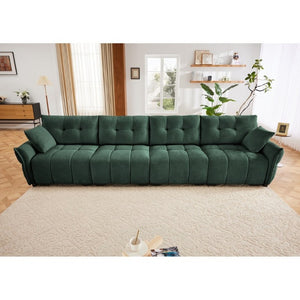 English Elm Modern Four Seater Chenille Sofa Solid Wood Frame Tufted Armrests for Living Rooms W714S02037