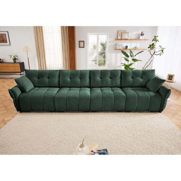 English Elm Modern Four Seater Chenille Sofa Solid Wood Frame Tufted Armrests for Living Rooms W714S02037