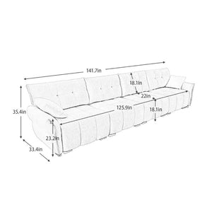 English Elm Modern Four Seater Chenille Sofa Solid Wood Frame Tufted Armrests for Living Rooms W714S02037