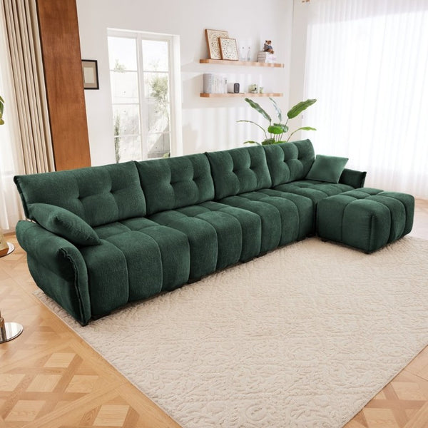 English Elm Modular Chenille Sectional Sofa with Ottoman Solid Wood Frame Configurable Seating W714S02038