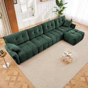 English Elm Modular Chenille Sectional Sofa with Ottoman Solid Wood Frame Configurable Seating W714S02038