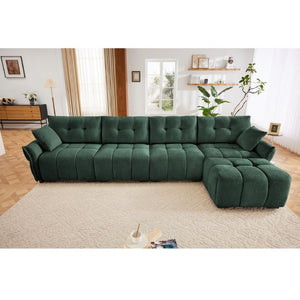 English Elm Modular Chenille Sectional Sofa with Ottoman Solid Wood Frame Configurable Seating W714S02038