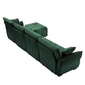 English Elm Modular Chenille Sectional Sofa with Ottoman Solid Wood Frame Configurable Seating W714S02038