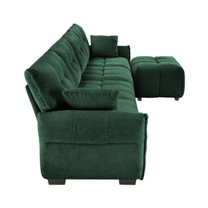 English Elm Modular Chenille Sectional Sofa with Ottoman Solid Wood Frame Configurable Seating W714S02038