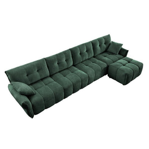 English Elm Modular Chenille Sectional Sofa with Ottoman Solid Wood Frame Configurable Seating W714S02038