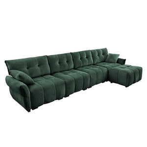 English Elm Modular Chenille Sectional Sofa with Ottoman Solid Wood Frame Configurable Seating W714S02038
