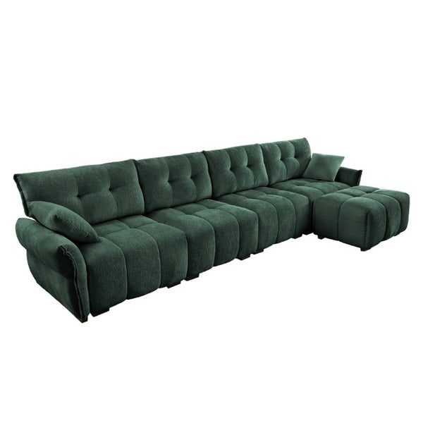 English Elm Modular Chenille Sectional Sofa with Ottoman Solid Wood Frame Configurable Seating W714S02038