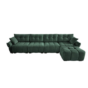 English Elm Modular Chenille Sectional Sofa with Ottoman Solid Wood Frame Configurable Seating W714S02038