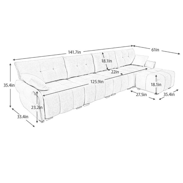 English Elm Modular Chenille Sectional Sofa with Ottoman Solid Wood Frame Configurable Seating W714S02038