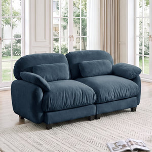 English Elm 2 Seater Chenille Modular Loveseat with Deep Cushions for Apartment Living Room Blue W714S02040