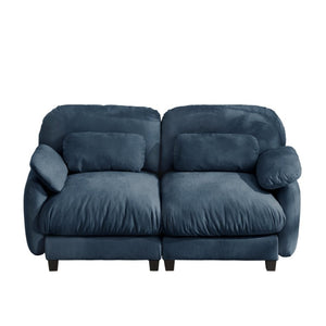 English Elm 2 Seater Chenille Modular Loveseat with Deep Cushions for Apartment Living Room Blue W714S02040