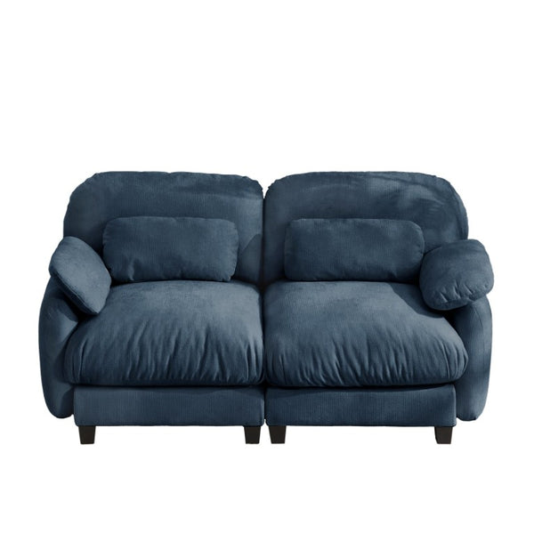 English Elm 2 Seater Chenille Modular Loveseat with Deep Cushions for Apartment Living Room Blue W714S02040