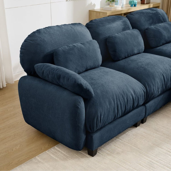 English Elm 2 Seater Chenille Modular Loveseat with Deep Cushions for Apartment Living Room Blue W714S02040