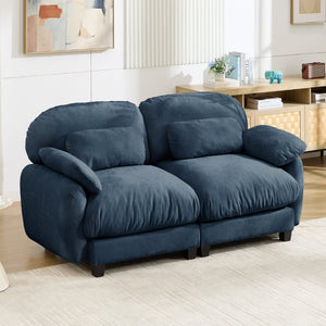English Elm 2 Seater Chenille Modular Loveseat with Deep Cushions for Apartment Living Room Blue W714S02040