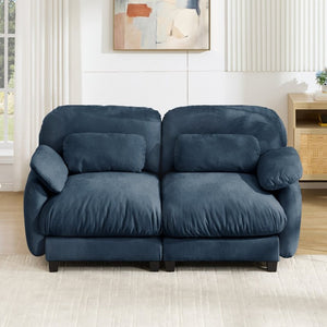 English Elm 2 Seater Chenille Modular Loveseat with Deep Cushions for Apartment Living Room Blue W714S02040