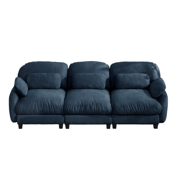 English Elm 3 Seater Chenille Modular Sofa Deep Cushioned Cloud Comfort for Modern Living Rooms Blue W714S02043